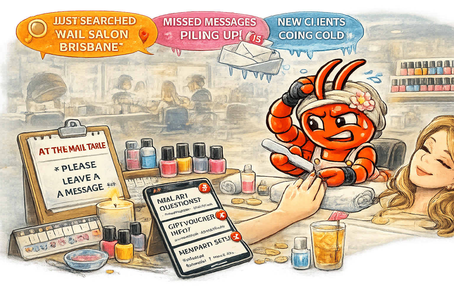 AI agents for Brisbane nail salons - New Client Enquiries Go Cold While You&rsquo;re at the Nail Table